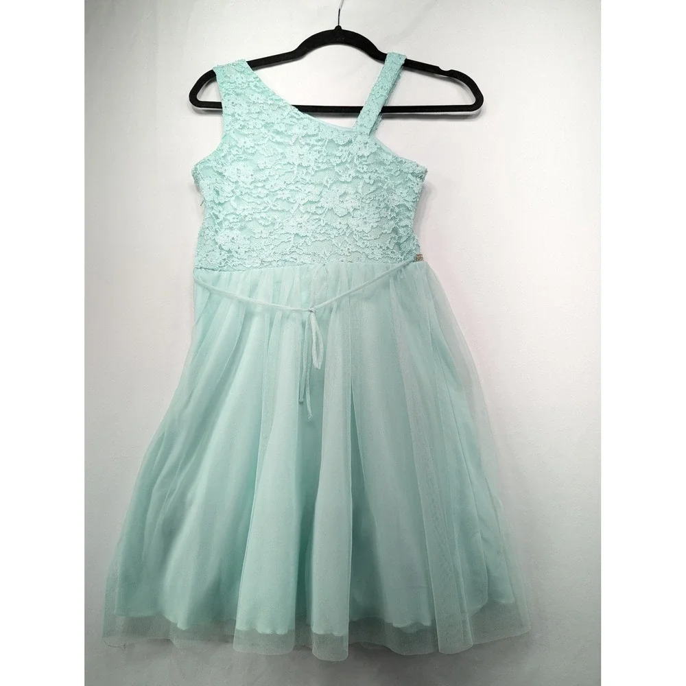 Speechless Kids Mint Green Lace Tulle Rhinestone Party Dress Girls Size 14‎